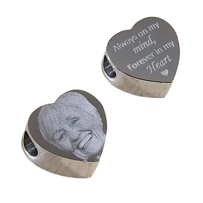 Memorial Gift Personalised Charm Bracelet Photo Heart Engraved In Loving Memory - Image 1 of 4