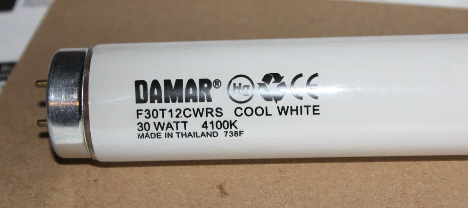 4 LOT GENUINE DAMAR F30T12CWRS COOL WHITE 30W 4100K 738F FLUORESCENT BULBS 36" - Image 1 of 1