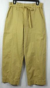 A.L.C. Women's 10 Yellow Cotton Wide Leg Cropped Pants Paper Bag Waist Belted - Picture 1 of 9