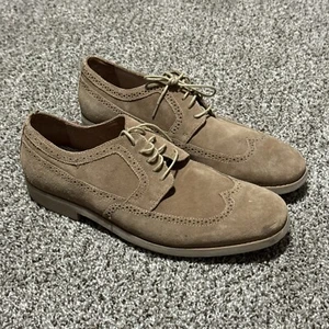 Johnston & Murphy Mens Size 12M Suede Lace Dress Shoes Wingtip Oxford Brown - Picture 1 of 8