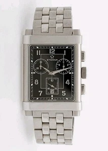 ETERNA 1935 8290.41 CHRONOGRAPH DATE STAINLESS BLACK DIAL BRACELET WATCH BOX SET - Picture 1 of 8