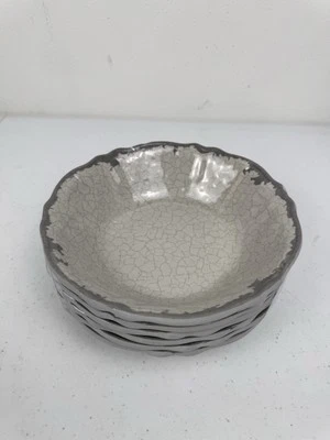 Tommy Bahama Gris Rústico Crackle Melamina Pasta Ensalada Cereal Sopa Cuencos Juego De 6 Foto 1 de 4