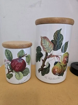 Juego de dos botes Portmeirion Pomona de 8" y 5" H con tapas de madera Foto 1 de 4