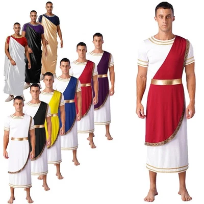 Conjunto de bata de disfraz de toga de dios griego manga corta para hombre inspirado en Hércules Halloween Foto 1 de 4