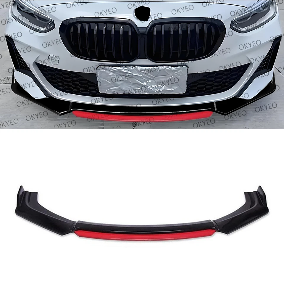 For BMW 118i 120i 128i Glossy Black Red Series Front Bumper Lip Spoiler Splitter - Image 1 of 4
