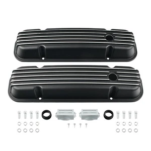 Cubiertas de válvula altas de aluminio negro para motor Pontiac 326 350 400 455 1959-1979 - Imagen 1 de 10