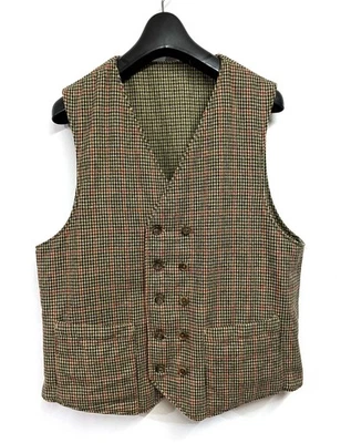 Made In Usa Engineered Garments Houndstooth Check Reversible Wool Double Vest - Image 1 of 4