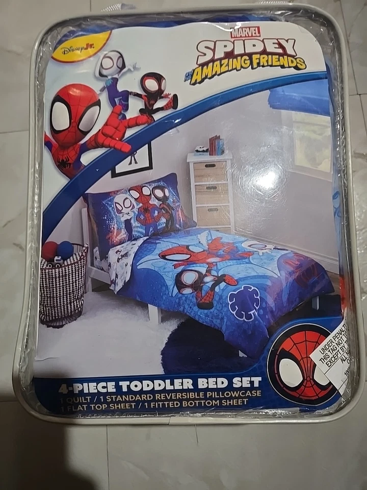 Edredom infantil Spidey And His Amazing Friends 4 peças nova versão conjunto de cama OB  - Imagem 1 de 4