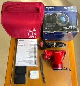 Canon PowerShot SX420 IS 20MP 42xSuperzoom, Case/BNIB Battery/Box: Nr.MINT (Red) - Picture 1 of 19