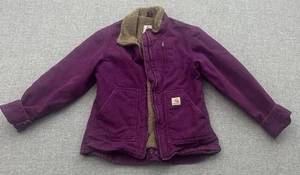 Carhartt Jacket Women XS WJ022 BGP Purple Sherpa Lined Chore Workwear Western - Picture 1 of 11
