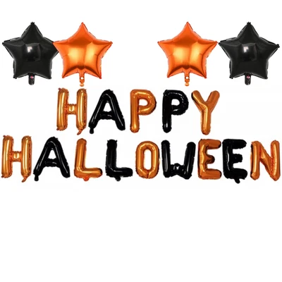 Globos de látex 16" FELIZ HALLOWEEN LETRA BOO CALABAZA NEGRO NARANJA Foto 1 de 4