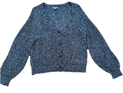 Cárdigan Suéter Natural Reflections Mujer L Textura Tejido Gris Botón Frontal Foto 1 de 4