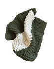 30x34” Olive Green & Ivory Striped Chenille Handmade Chunky Knit Plush Blanket
