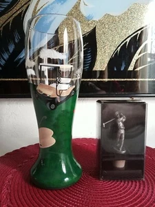  Golfer swinging Pewter Bottle Stopper Cork plus 2 golf 19th hole beverage mugs. - Picture 1 of 6