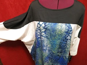 Gloria Vanderbilt Blouse size L NWT. Audrey style Lunar Blue Combo - Picture 1 of 7