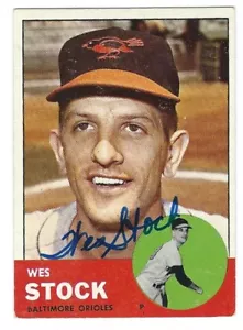 Autogrammkarte 1963 Topps #438 WES Stock Baltimore Orioles mit COA - Bild 1 von 1