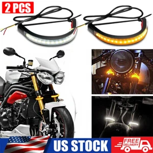 2x Motorcycle Turn Signal LED Flexible Switch Dual-color Universal Driving Light - Foto 1 di 15