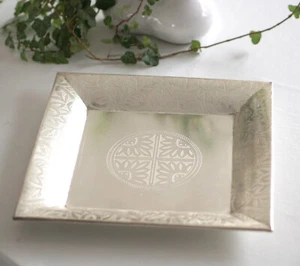Deko Tablett gehämmert antik silber 31x31 Metall Dekoteller Schale floral Shabby - Bild 1 von 10