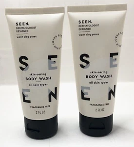 SEEN Skin Caring Body Wash - TRAVEL SZ (2oz Ea) Fragrance Free Lot X 2 - Picture 1 of 4