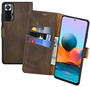 Custodia per Xiaomi Redmi Note 10 Pro a Libro Protettiva IN Anticato Braun - Foto 1 di 9