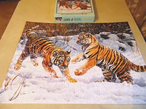 Bits And Pieces Tiger Cubs at Play 500 Piece Wood Jigsaw Puzzle 24" x 18" - Picture 1 of 7