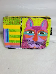 Laurel Burch Feline cat bright colors cat 9"x7" zippered cosmetics bag - Picture 1 of 9