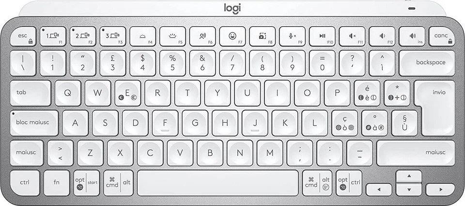 Logitech MX Keys Mini per Mac Tastiera senza Fili (Pale Gray), Italiano
