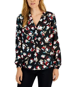 Alfani Women's Long Sleeve V-Neck Blouse - Floral Multi Sz XL - Picture 1 of 4
