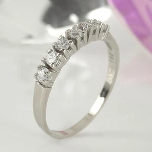 Schmaler Ring Goldring 585 Weißgold 14K Vorsteckring kubische Zirkonia Gr. 55 - Bild 1 von 8