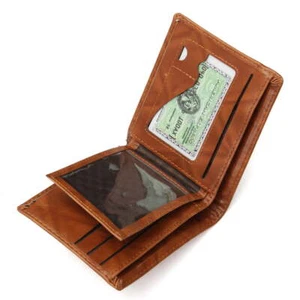 Billetera de cuero para hombre "$100" portatarjetas de crédito plegable billetera regalo de EE. UU. - Imagen 1 de 12