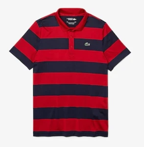 Polo uomo Lacoste Sport a righe elasticizzata rossa navy 3XL usata in ottime condizioni - Foto 1 di 9