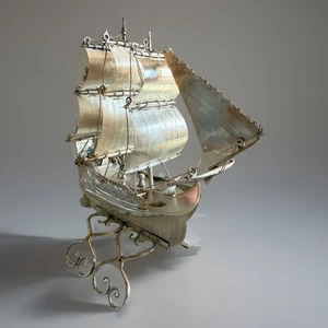 Antique Dutch Miniature Silver Nef, Sailing Ship Model C1853 - Picture 1 of 24