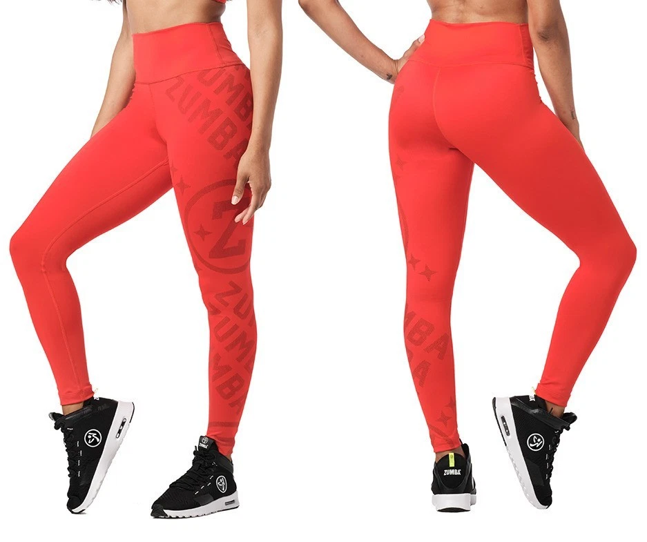Leggings de cintura alta Zumba Smiles - Rojo cereza ~ Grandes ~ ¡Nuevos! ¡Envío gratis! Foto 1 de 1