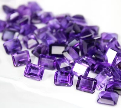 Lote de 9 mm de piedras preciosas de amatista natural baguette amatista suelta facetada amatista a granel Foto 1 de 4