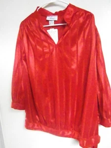 PLUS SIZE 22W AIMEE RED STRIPED Dress Blouse POLY PULL OVER HALF SLEEVE SILKY - Picture 1 of 8