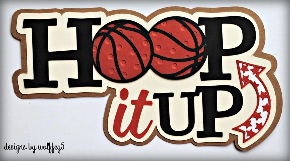 CRAFTECAFE BASKETBALL TITLE paper piecing premade scrapbook page diecut WOLFFEY5 Foto 1 de 1