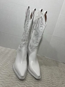 Jeffrey Campbell Dagget Women’s 7.5 White Combo Pointed Toe Western Cowgirl Boot - Picture 1 of 15