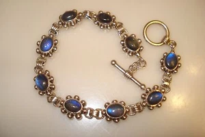 QVC Shop 7.5" Sterling Solid Silver ARTISAN Labradorite tennis bracelet PD India - Picture 1 of 10
