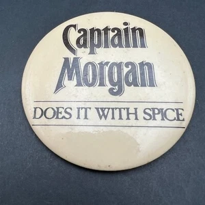Vintage Button Captain Morgan Does it With Spice Metal Pinback Pin - Picture 1 of 7