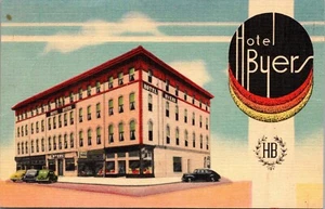 Postal de lino del Hotel Byers Mattoon Illinois - Imagen 1 de 2