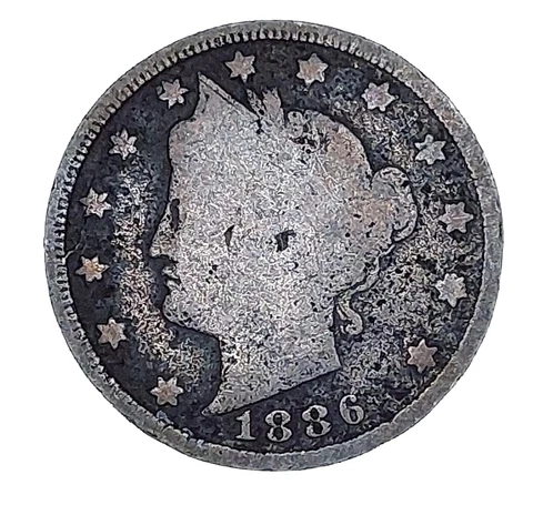 1886 Liberty "V" Nickel 5 Five Cents ~ Rare Key-Date ~ VG Details Cover