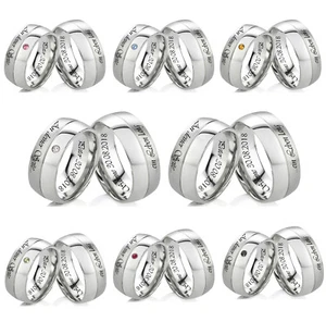 Partnerringe Freundschaftsringe Edelstahl 8 Steine zur Auswahl & Lasergravur P3L