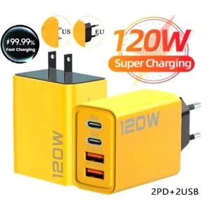 Retractable Car Charger 4 in 1 Fast Car Phone Charger 120W With USB Type C Cable - Picture 1 of 8