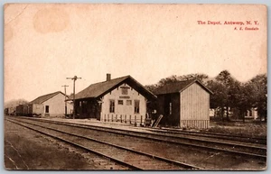Postcard Antwerp New York Railroad Depot by A. E. Goodwin - Bild 1 von 2