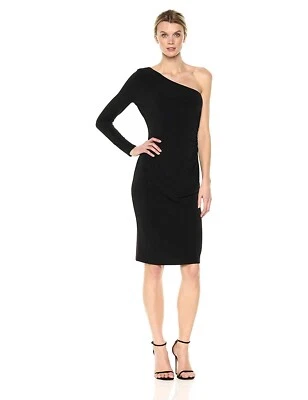 Vestido vaquero midi de un hombro negro London Times 147622 para mujer talla 8 Foto 1 de 2