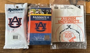 Officially Licensed Auburn Tigers NCAA Team Logo Rain Hooded Ponchos & Lawn Bag - Picture 1 of 4