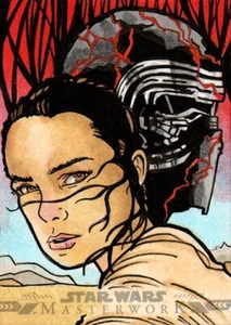 2022 Topps Star Wars MASTERWORK Sketch Card- REY & KYLO REN - Rich Hennemann 1/1 - Picture 1 of 2