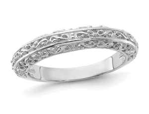 Anillo de banda de boda de filigrana de oro blanco de 14K de 3 mm (TALLA 6) - Imagen 1 de 4