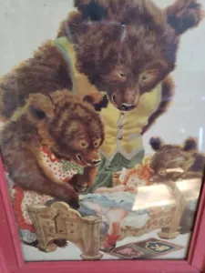 Vintage 1947 Framed Three Bears Children's Book Print Feodor Rojankovsky - Picture 1 of 4