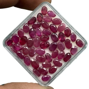 50 Pcs Natural Ruby 5.5-6mm Oval Cut Sparkling Red Loose Gemstones Lot 24 Cts - Picture 1 of 12